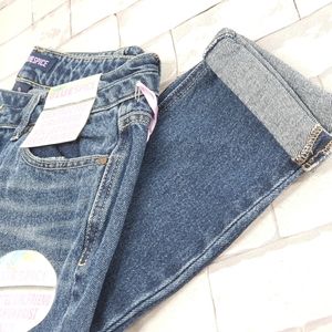 Blue Spice. Destructed Girlfriend Hi-Waist Jeans